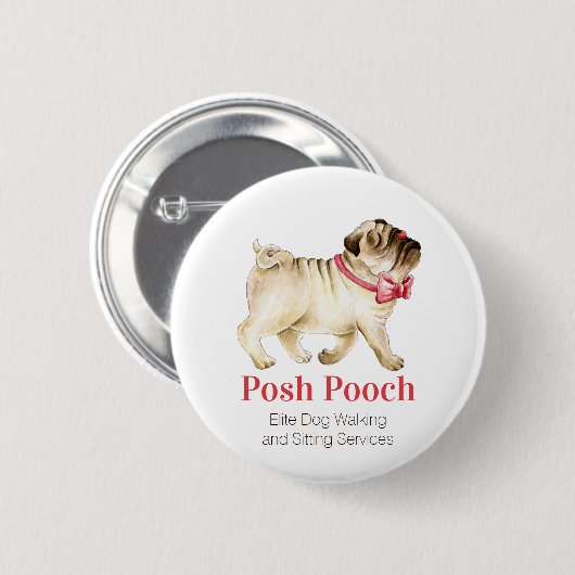 Hundetour und Sitzservice nach Mops Rot Button (Vorne & Hinten)