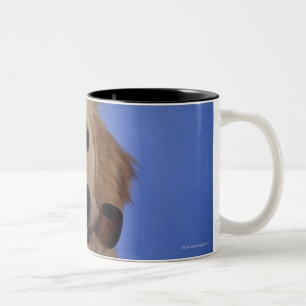 Hundetragende Kappe, Rauchrohr halten Zweifarbige Tasse