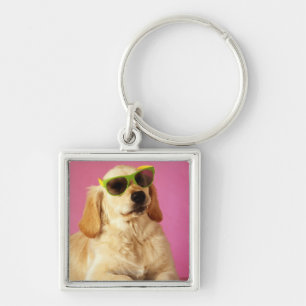 Hundetragende Sonnenbrille 2 Schlüsselanhänger