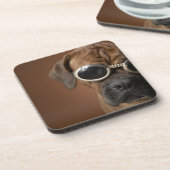 Hundetragende Sonnenbrille 3 Untersetzer (Linke Seite)