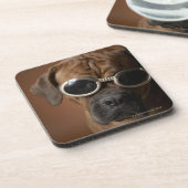 Hundetragende Sonnenbrille Getränkeuntersetzer (Linke Seite)