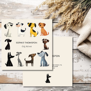 Hundetrainer-Cartoon-Hunde Quadratische Visitenkarte