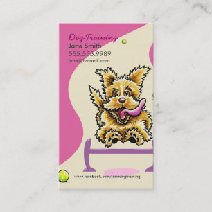 Hundetrainer, der aktives Terrier-Rosa ausbildet Visitenkarte