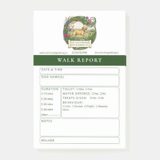 Hundetrainer-Feedback-Berichtsformular Labrador Post-it Klebezettel (Vorderseite)