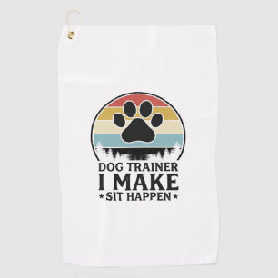 Hundetrainer I Bring Sit Happen Vintage Paw Shirt_ Golfhandtuch