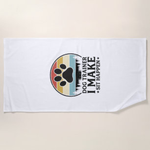 Hundetrainer I Bring Sit Happen Vintage Paw Shirt_ Strandtuch