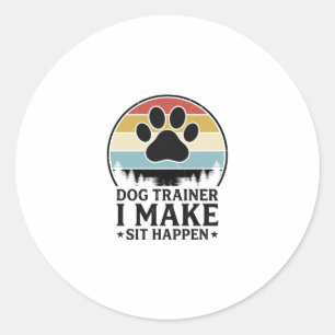 Hundetrainer I Bring Sit Happen Vintage Pfote Shir Runder Aufkleber
