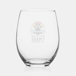 Hundetrainer I Bring Sit Happen Vintage Pfote Shir Weinglas Ohne Stiel
