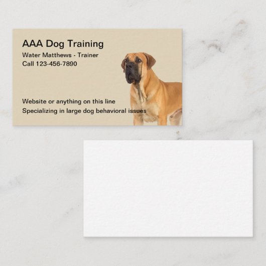 Hundetrainer und Gehorsam-Training Visitenkarte (Vorne/Hinten)