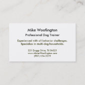 Hundetrainer-Visitenkarte-Modellwanderer-Spaßkunst Visitenkarte (Rückseite)