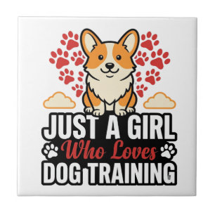 Hundetraining Mädchen Corgi Vintage Vector-Shirt-D Fliese
