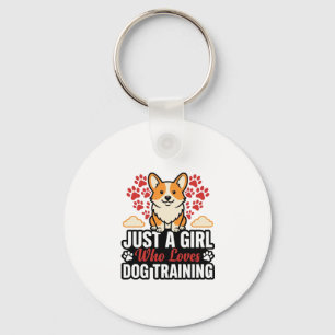 Hundetraining Mädchen Corgi Vintage Vector-Shirt-D Schlüsselanhänger