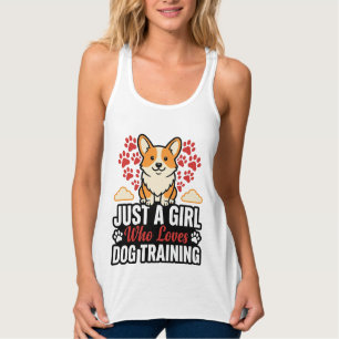 Hundetraining Mädchen Corgi Vintage Vector-Shirt-D Tank Top