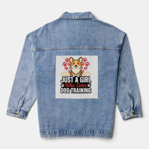 Hundetraining Mädchen Corgi Vintage Vektor Shirt D Jeansjacke