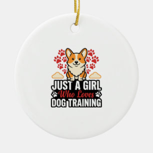 Hundetraining Mädchen Corgi Vintage Vektor-Shirt-D Keramik Ornament