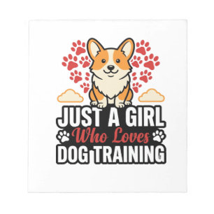 Hundetraining Mädchen Corgi Vintage Vektor-Shirt-D Notizblock