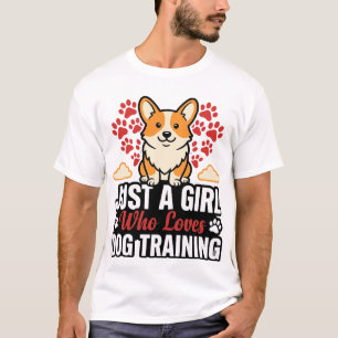 Hundetraining Mädchen Corgi Vintage Vektor-Shirt-D T-Shirt