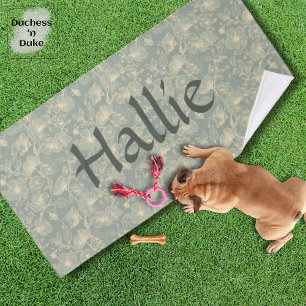 Hundetuch - Salbeigrün Botanisch, Personalisiert Badehandtuch