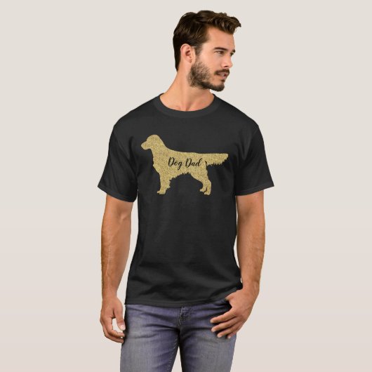 HundeVater-T - Shirt des GoldGlitzer-goldenen (Vorne ganz)