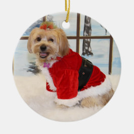 Hundeverzierung WeihnachtsShih Tzu Keramikornament