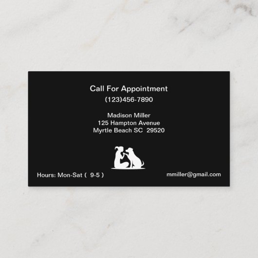 Hundewalker/ Sitzplatzkarte Visitenkarte (Rückseite)