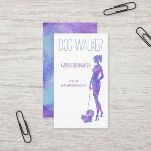 Hundewanderer-Silhouettewatercolor-lila Visitenkarte