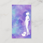 Hundewanderer-Silhouettewatercolor-lila Visitenkarte (Rückseite)
