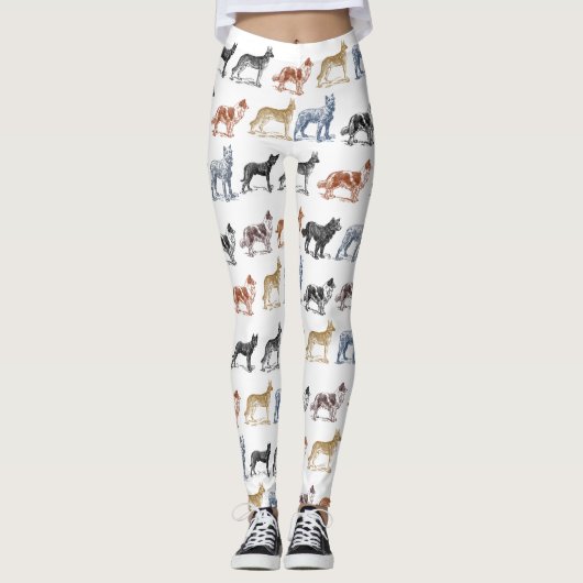 Hundewanderer-Vintages Zeichnen der Hunde aller Leggings (Vorderseite)