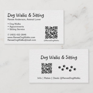Hundewanderungen und Sitzen QR Code Business Car Visitenkarte