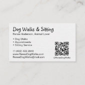 Hundewanderungen und Sitzen | QR Code Business Car Visitenkarte (Vorderseite)