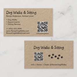 Hundewanderungen und Sitzen | QR Code Business Car Visitenkarte