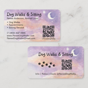Hundewanderungen und Sitzen QR Code Business Car Visitenkarte