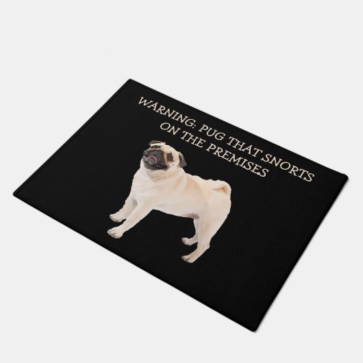 Hundewarnung des Mops Fußmatte (Schrägansicht)