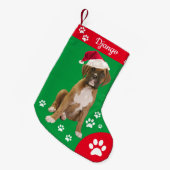 Hundeweihnachtliche Strümpfe, Niedlicher Boxer Wel Kleiner Weihnachtsstrumpf (Vorderansicht (hängend))