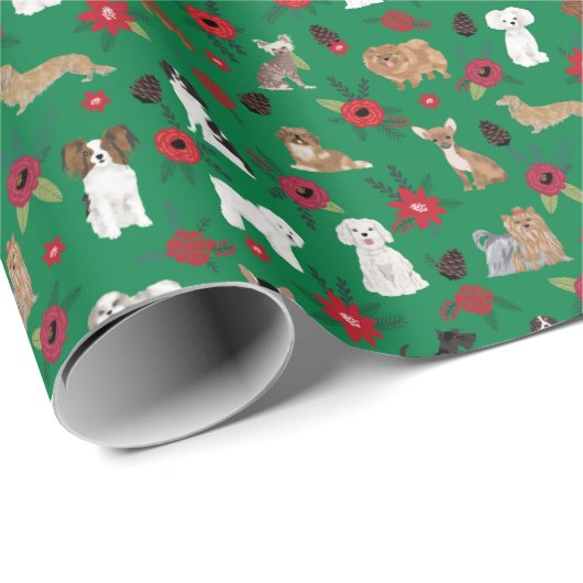 Hundeweihnachtspoinsettia-Geschenkverpackung Geschenkpapier (Rolleneckpunkt)
