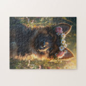 Hundewelpe in einer Blume Puzzle (Horizontal)