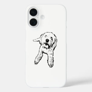 Hundewelpe liegend Hund Schwarz-Weiß-Handyhülle iPhone 16 Hülle