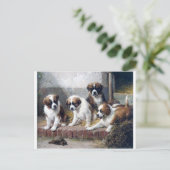 Hundewelpen St. Bernard niedliche Malhunde Postkarte (Stehend Vorderseite)