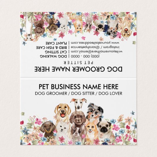 Hundewelpen Visitenkarten (Außenseite Aufgefaltet)