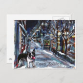 Hundewinter-Weihnachtsfeiertagsszene Feiertagspostkarte (Vorne/Hinten)