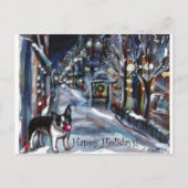 Hundewinter-Weihnachtsfeiertagsszene Feiertagspostkarte (Vorderseite)