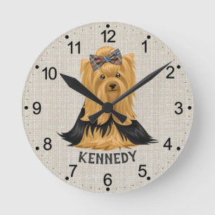 Hundeyorkshire-Terrier Yorkie Welpen-  Runde Wanduhr