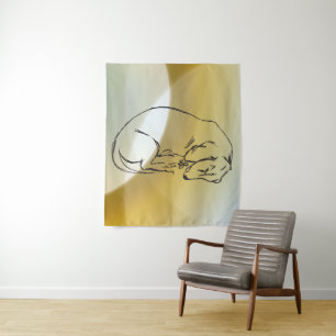 Hundezeichnung, Dachshund-Kunst-Wandteppich Wandteppich