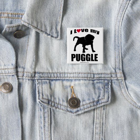 "HUNDEzucht" - PUGGLE - "ICH LIEBE MEINE PUGGLE " Button (Beispiel)