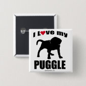 "HUNDEzucht" - PUGGLE - "ICH LIEBE MEINE PUGGLE " Button (Vorne & Hinten)