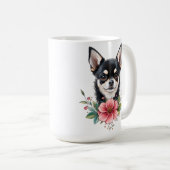 Hündin Chihuahua mit hübschen Blume Kaffeetasse (VorderseiteRechts)