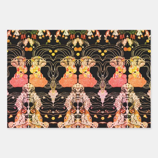 Hündin, Schwarz-weißes Klimt-Muster, CENTAUR Geschenkpapier Set (Vorderseite 3)