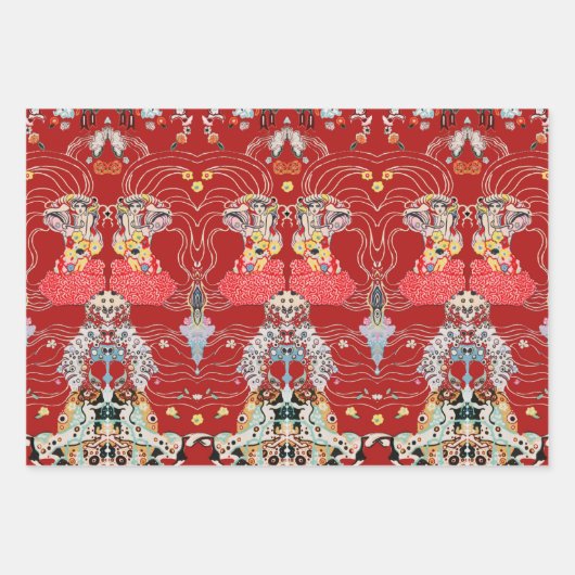 Hündin, Schwarz-weißes Klimt-Muster, CENTAUR Geschenkpapier Set (Vorderseite 2)