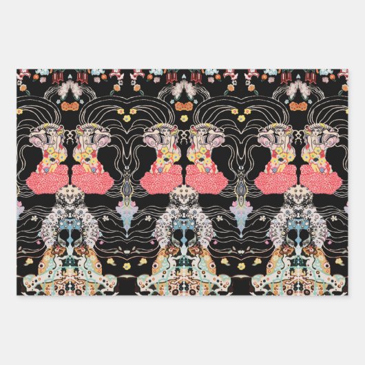 Hündin, Schwarz-weißes Klimt-Muster, CENTAUR Geschenkpapier Set (Vorderseite)