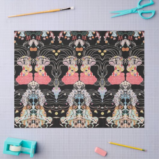 Hündin, Schwarz-weißes Klimt-Muster, CENTAUR Seidenpapier (Basteln)